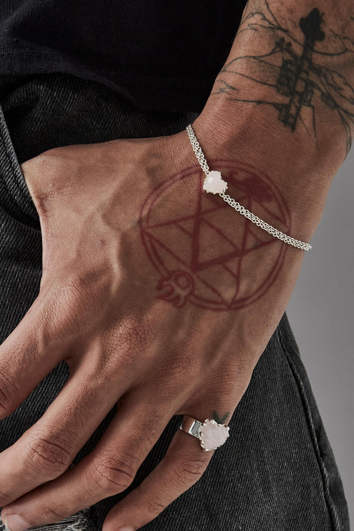 Stolen Girlfriends Club Love Claw Bracelet | Silver & Rose Quartz