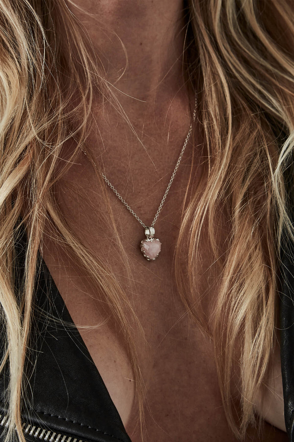 Stolen Girlfriends Club Love Claw Necklace | Silver & Rose Quartz