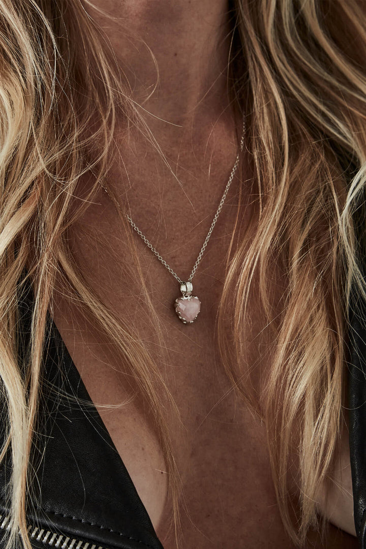 Stolen Girlfriends Club Love Claw Necklace | Silver & Rose Quartz