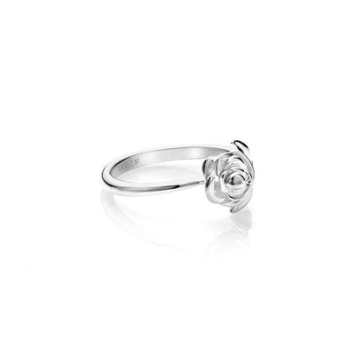 STOLEN GIRLFRIENDS CLUB STEM ROSE RING  The Stolen Girfriends Club Stem Rose Ring is a dainty ring featuring signature 'Stolen" engraving inside the band, and one rose connected to a stem which leads onto the band, simple yet sophisticated.  - 925 Sterling Silver - Comes in a Stolen Girlfriends Club Box  Size Small = L / US 5 3/4 Size Medium = P / US 7 3/4 Size Large = T / US 9 3/ 