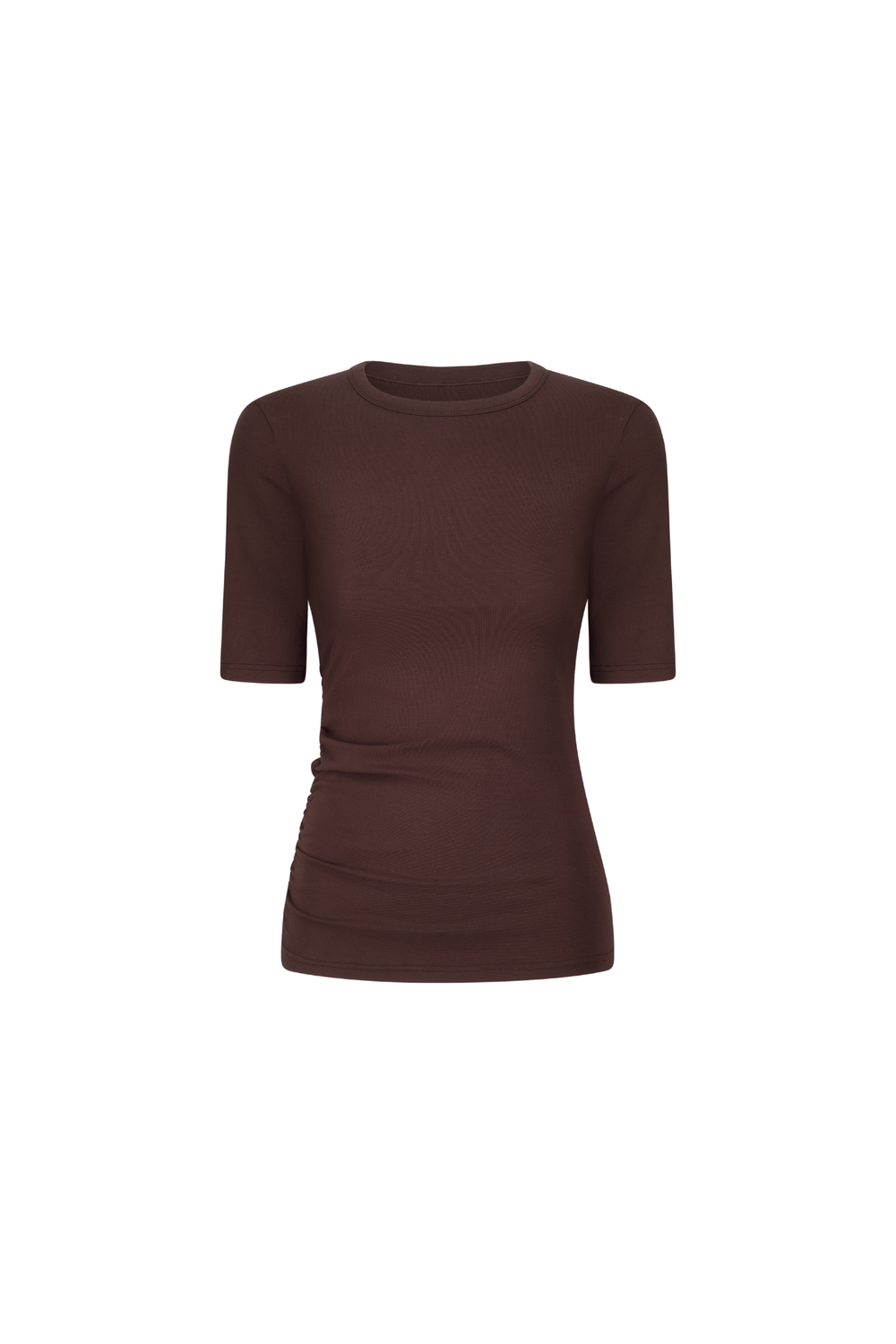 Commonplace Essentials Ruched SS Tee | Choc