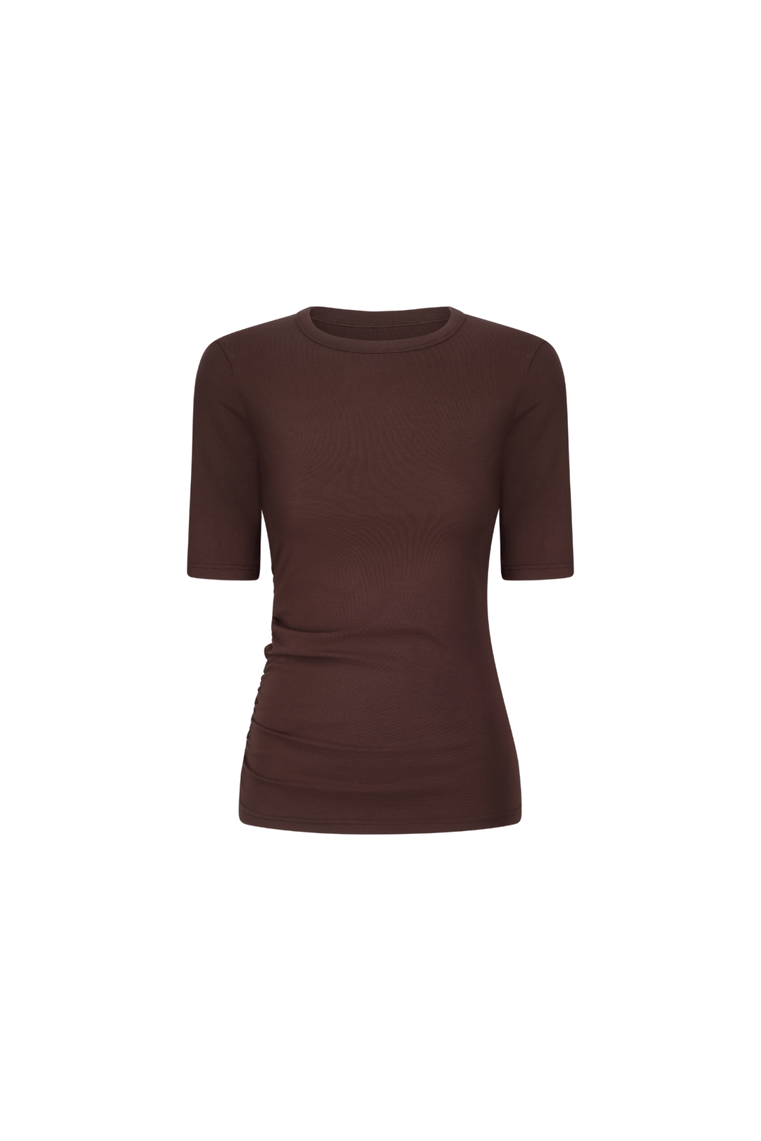 Commonplace Essentials Ruched SS Tee | Choc