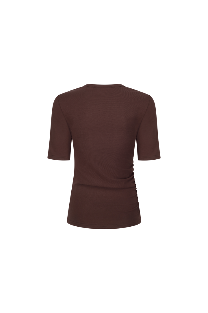 Commonplace Essentials Ruched SS Tee | Choc