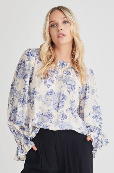 This stunning lightweight blouse is designed to effortlessly transition you from the office to after-work drinks, making it a must-have for the modern woman on the go.  Long Sleeve  Frill elastic sleeves   Ruched shoulders  Rounded neckline  70% cotton 30% nylon