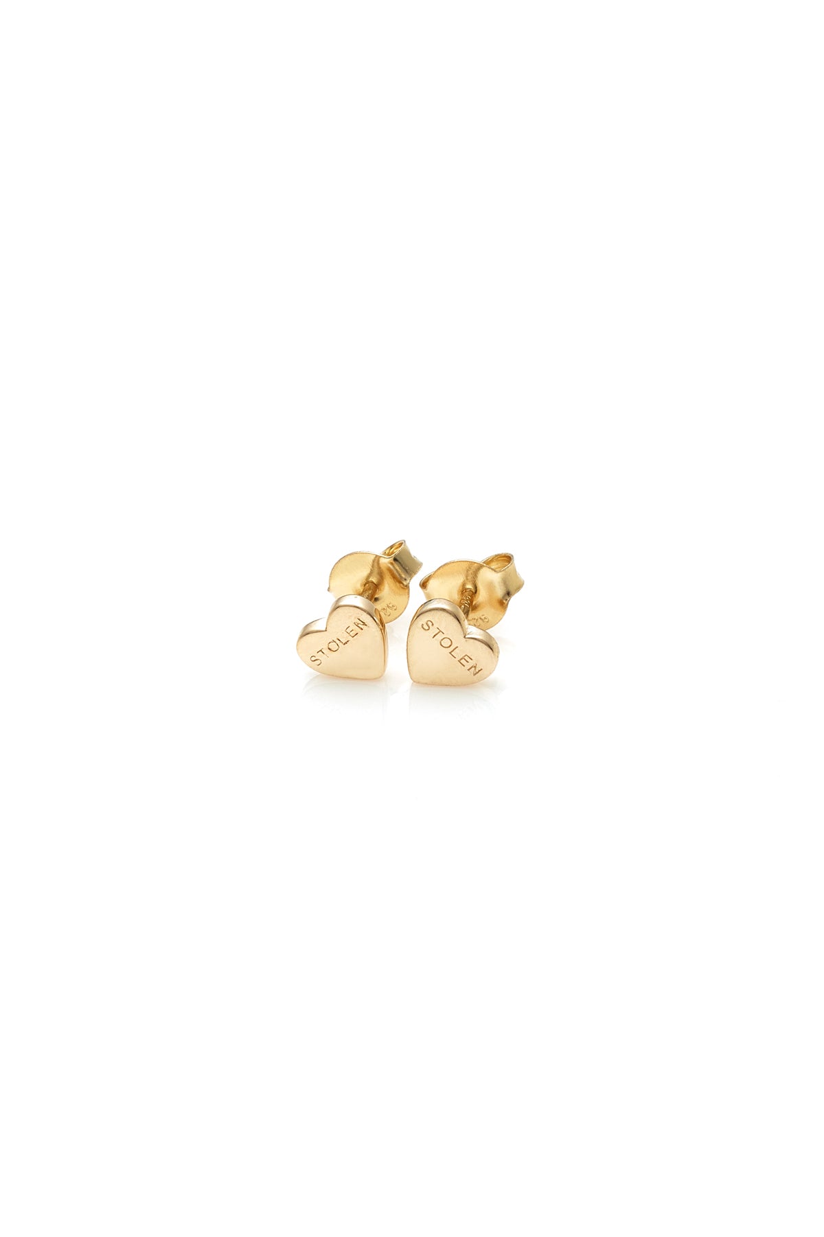 STOLEN GIRLFRIENDS CLUB STOLEN HEART EARRINGS  The Stolen Girlfriends Club Heart Earrings are cute mini heart studs, featuring the signature 'Stolen' Engraving on each heart, these little hearts are great for every day wear. Crafted using 18k gold plating pair these with other studs or wear alone.      Signature 'Stolen' Engraving on each heart     Sold as a pair      7mm x 6.5mm