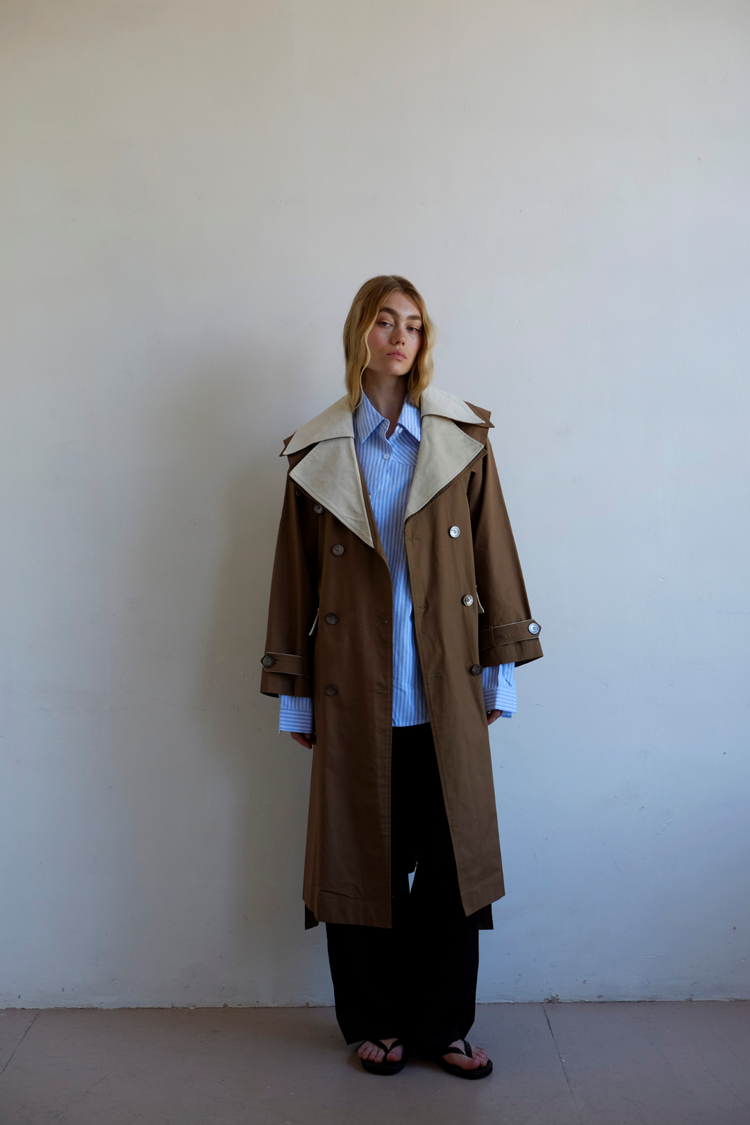 Commonplace Essentials Double Layer Trench | Cream & Tan