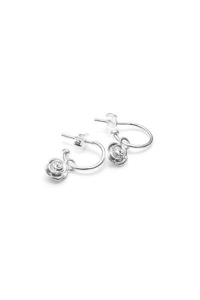 STOLEN GIRLFRIENDS CLUB ROSE BUD ANCHOR SLEEPER  The Stolen Girlfriends Rose Bud Anchor Sleeper are gorgeous half hoop stud-style earrings, each suspending cute mini rose bud charms.  Crafted using sterling silver, these are great for every day wear.      Half hoop stud-style earrings     Sold as a pair     High polish sterling silver