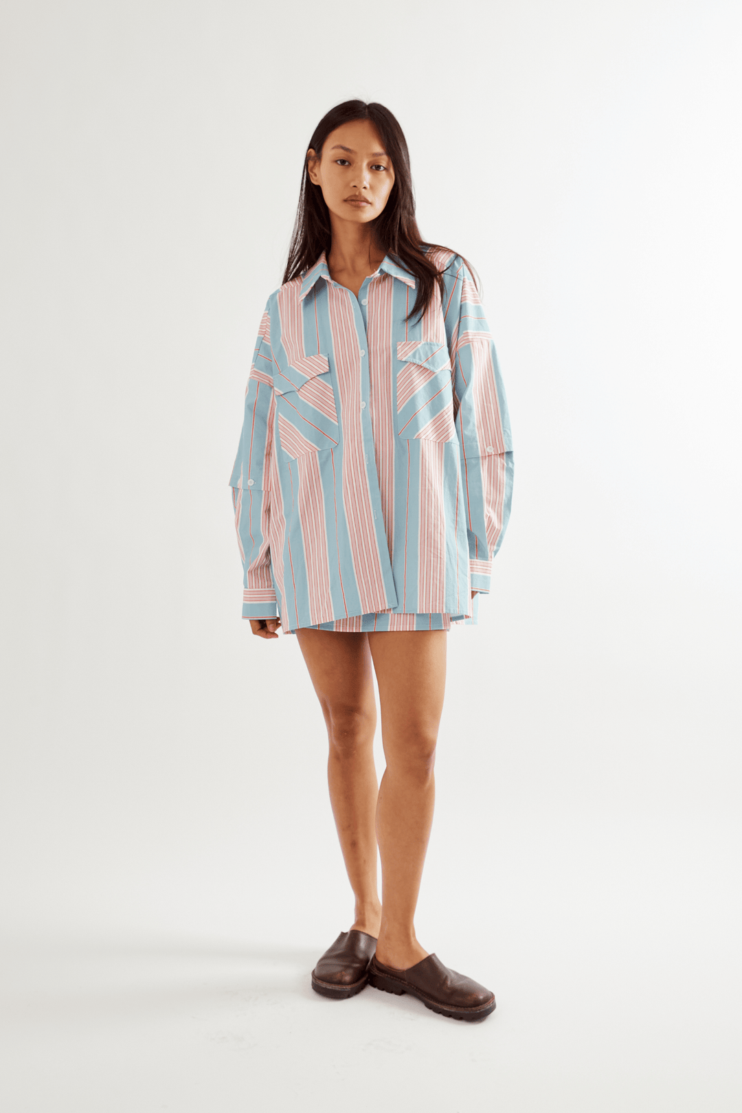 Commonplace Essentials Eastern Shirt | Baby Blue & Pink