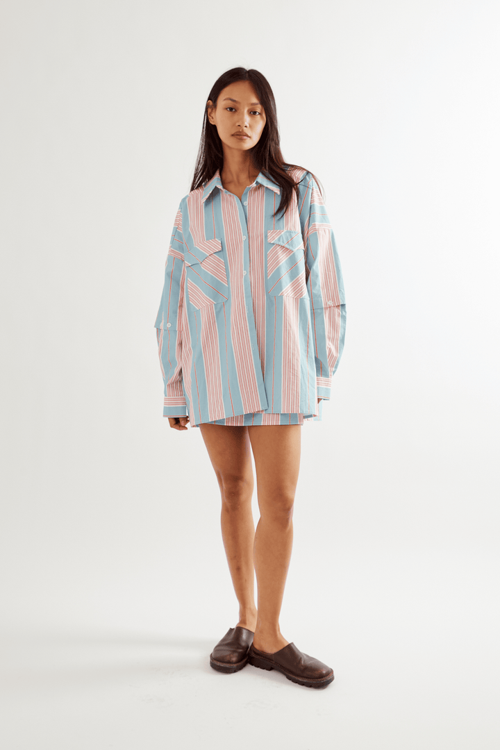 Commonplace Essentials Eastern Shirt | Baby Blue & Pink