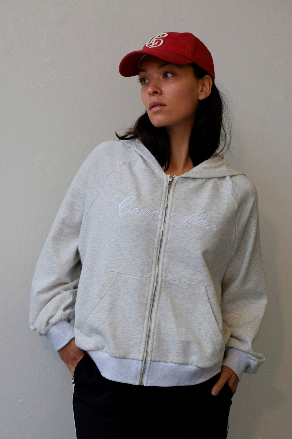 Commonplace Essentials Ralph Zip Up Hoodie | Light Grey
