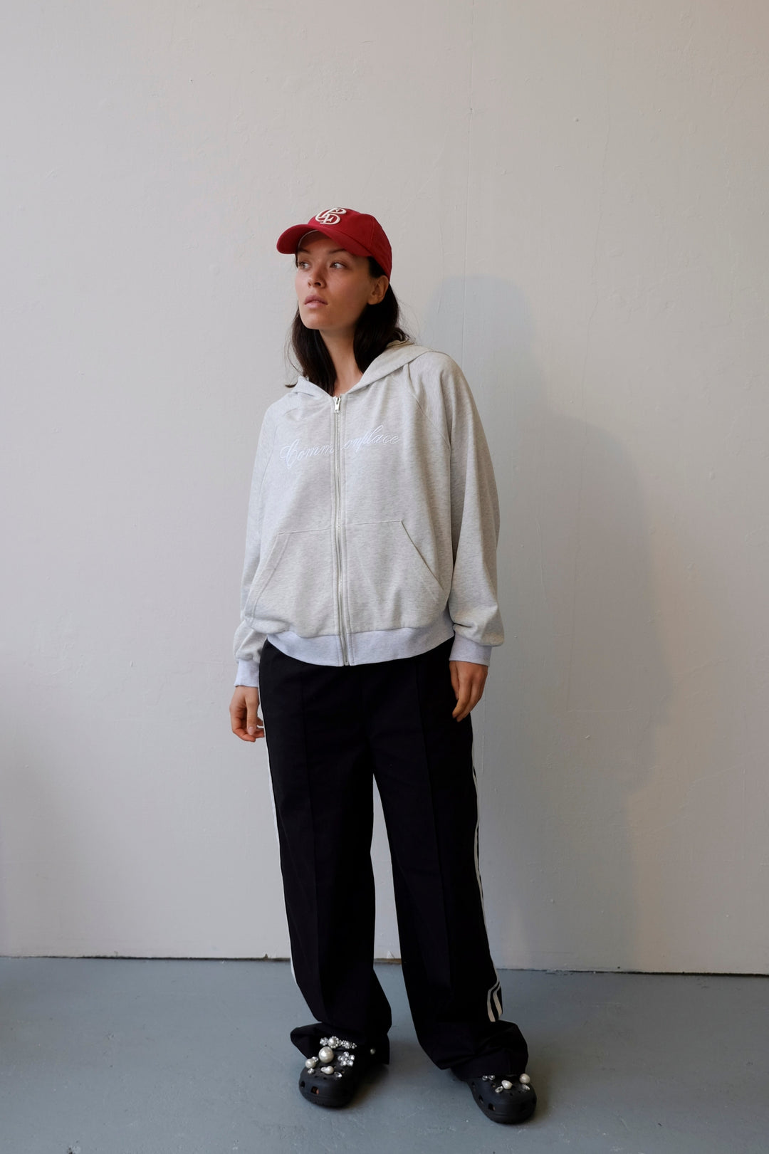 Commonplace Essentials Ralph Zip Up Hoodie | Light Grey