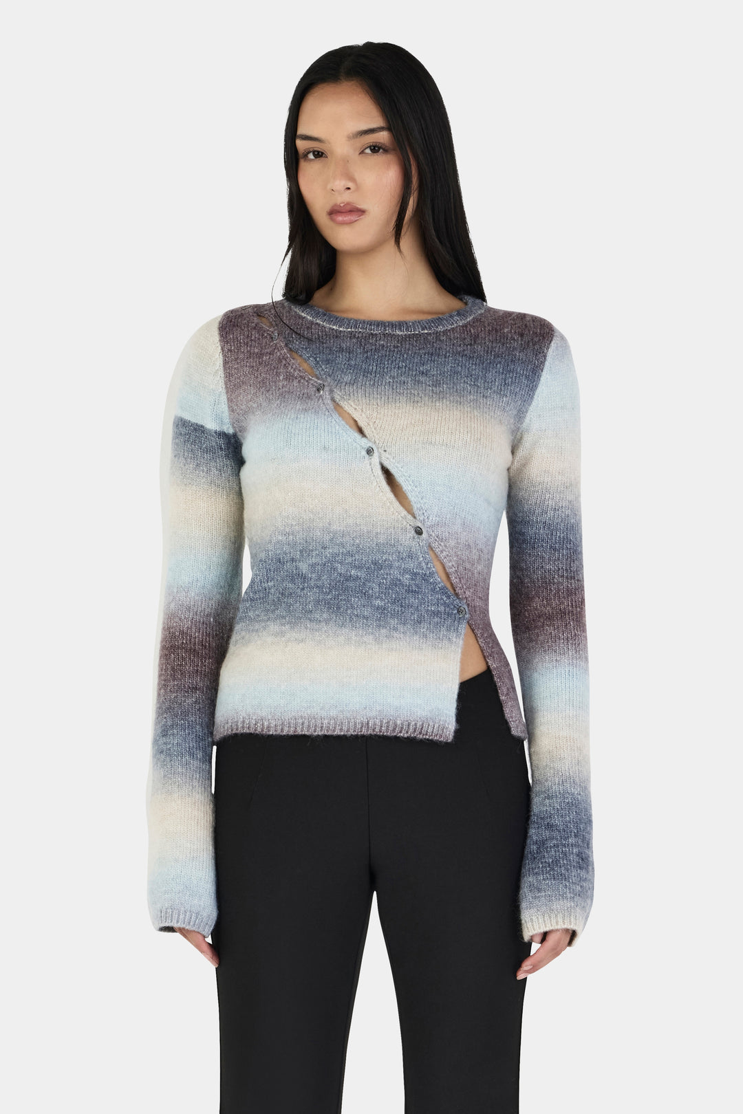 Ownley Alegra Asym Cardi | Cocoa Gradient