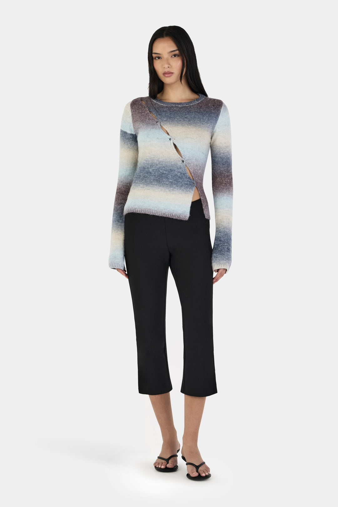 Ownley Alegra Asym Cardi | Cocoa Gradient