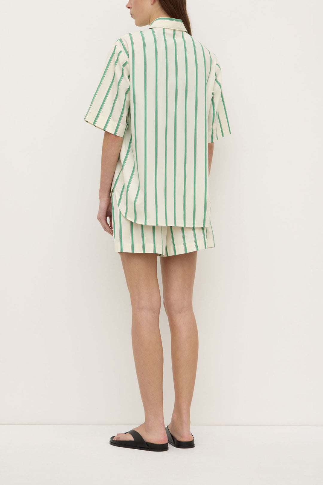 Assembly Label Agnes Stripe Short Sleeve Shirt | Butter & Bright Green