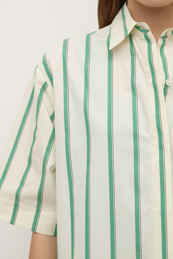 Assembly Label Agnes Stripe Short Sleeve Shirt | Butter & Bright Green