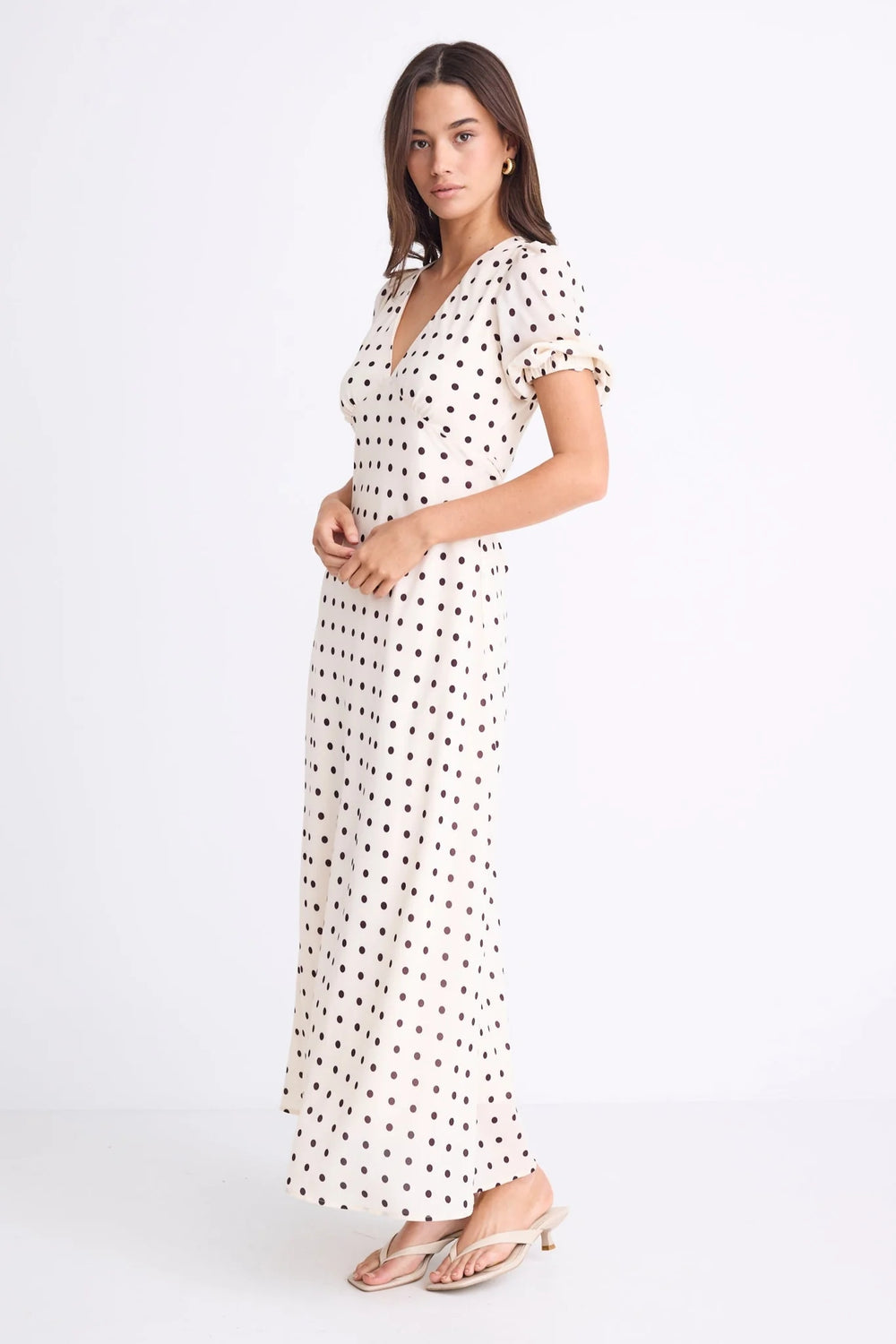 Among The Brave Amora Midi Dress | Cream & Chocolate Polka Dot