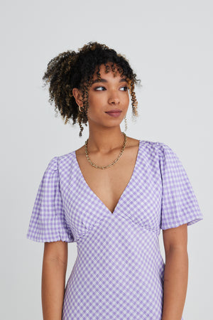 Among the Brave Amour Gingham Mini Dress - Lilac