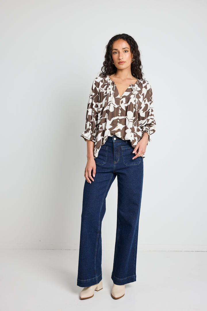 Among The Brave Antic Pintuck Blouse | Chocolate Cutout
