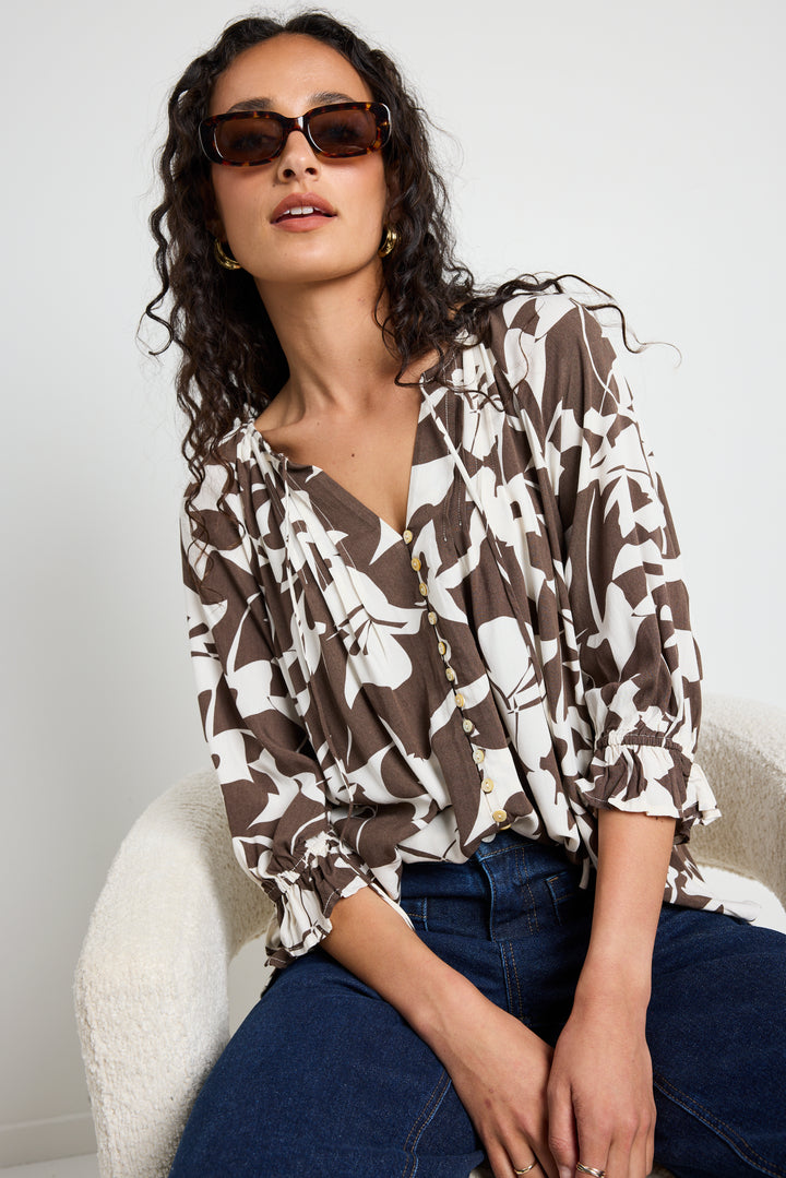 Among The Brave Antic Pintuck Blouse | Chocolate Cutout