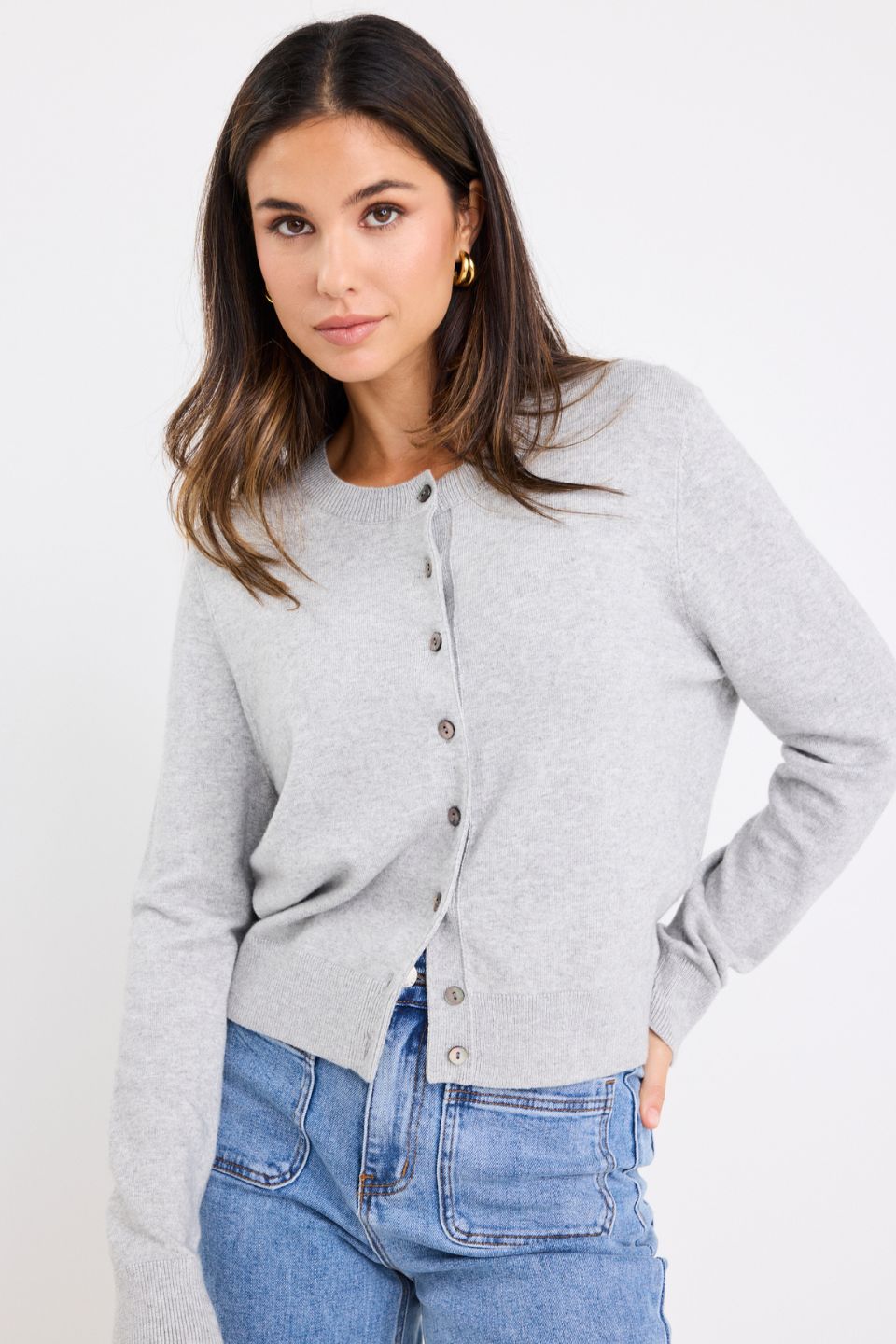 Stories Be Told Autograph Cashmere Blend Cardigan | Light Grey Marle