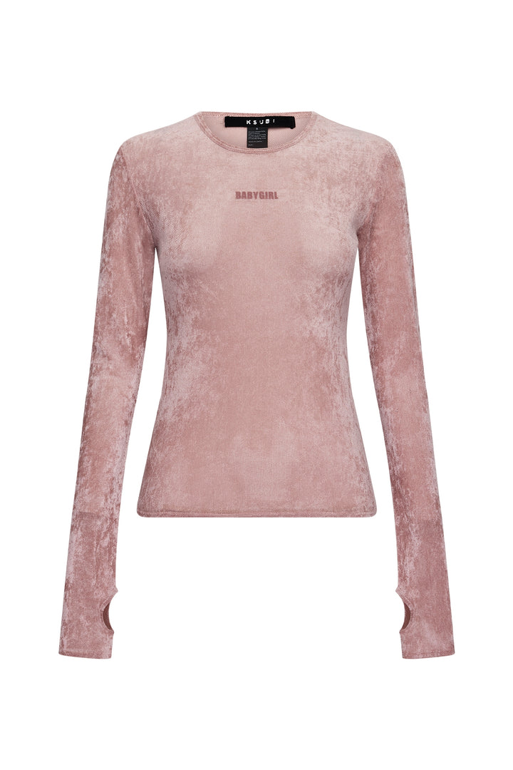Ksubi Baby Girl Mesh Long Sleeve Top | Cameo Pink