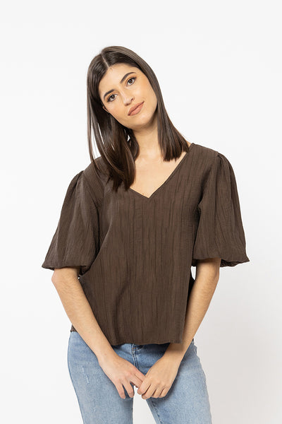 Billie The Label Weekend Top - Brown Texture