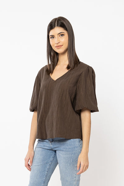 Billie The Label Weekend Top - Brown Texture