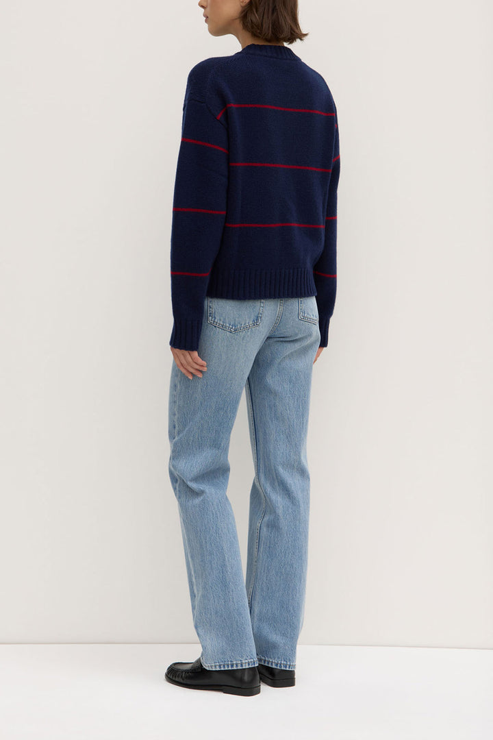 Assembly Label Beau Stripe Wool Merino Knit | Navy & Dark Cherry