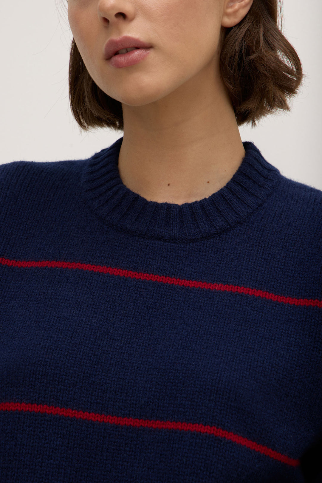 Assembly Label Beau Stripe Wool Merino Knit | Navy & Dark Cherry