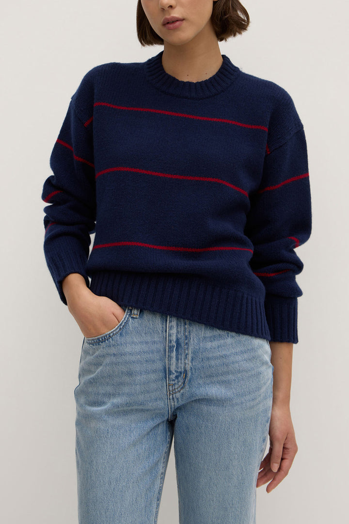 Assembly Label Beau Stripe Wool Merino Knit | Navy & Dark Cherry