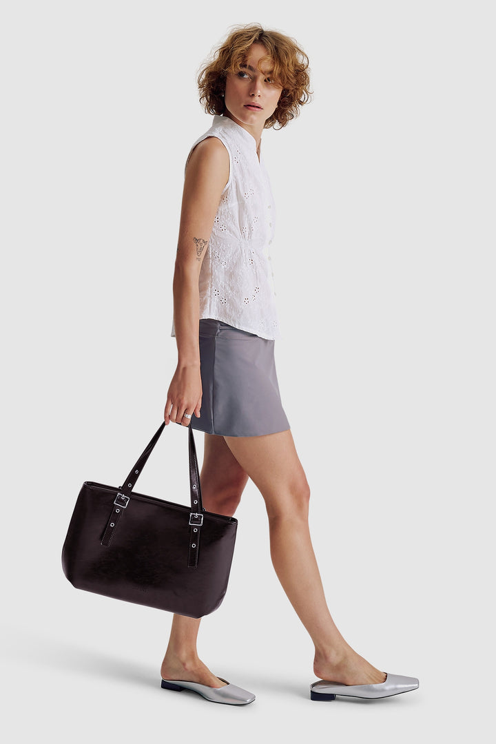 Brie Leon Everyday East-West Tote | Burnt Coffee