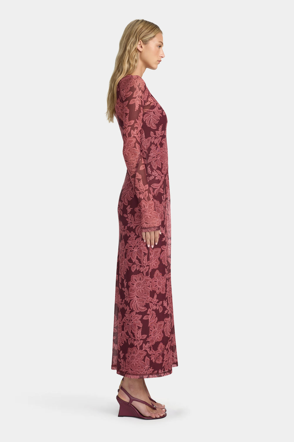 Ownley Carla Mesh Dress | Plum Paisley