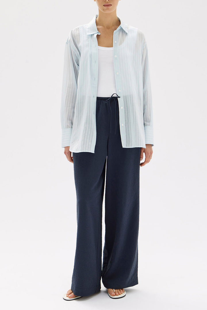 Assembly Label Cammy Stripe Long Sleeve Shirt | Blue Haze/White