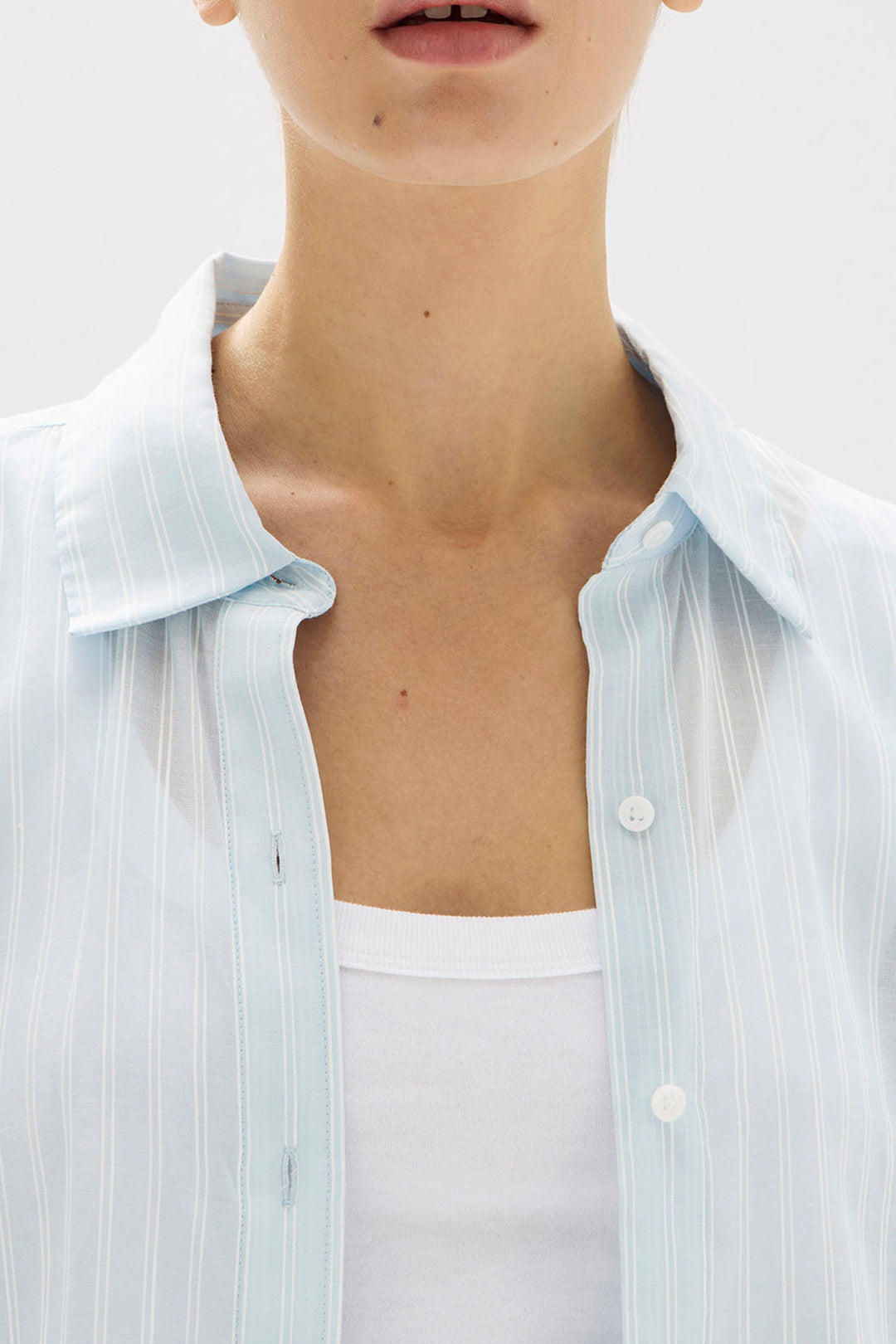 Assembly Label Cammy Stripe Long Sleeve Shirt | Blue Haze/White