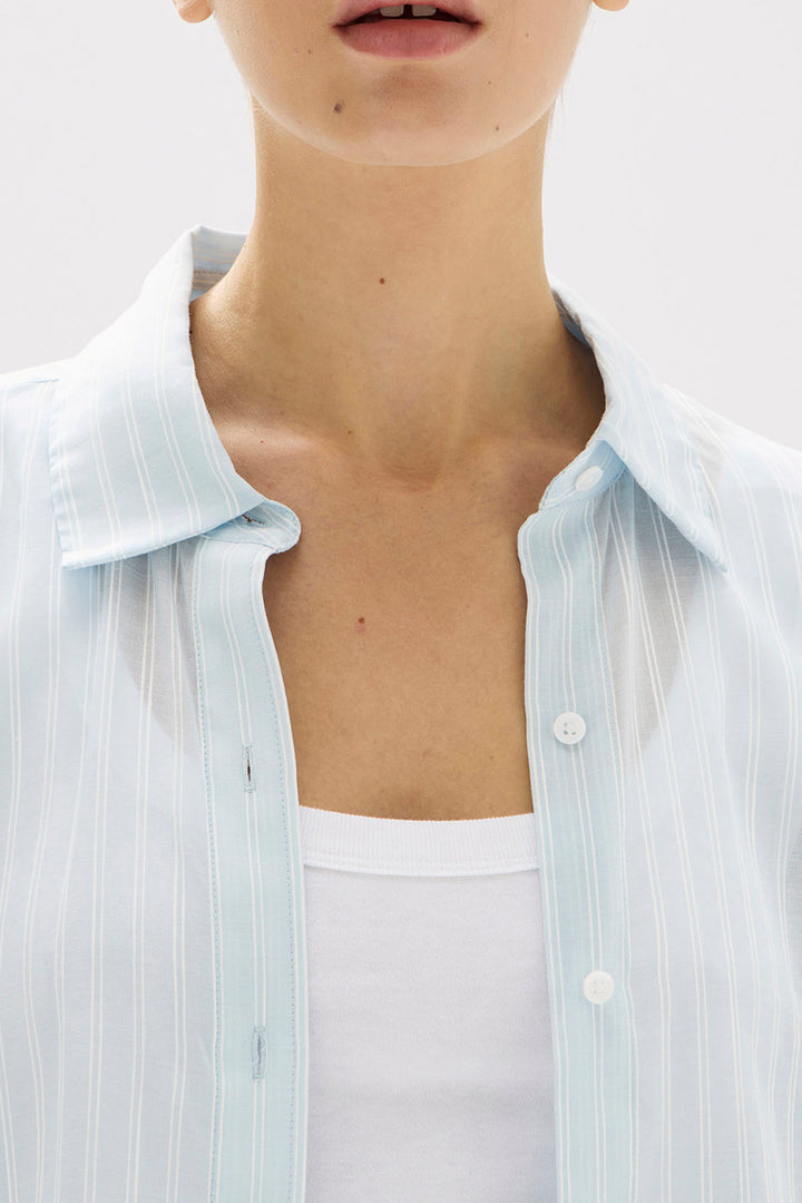 Assembly Label Cammy Stripe Long Sleeve Shirt | Blue Haze/White