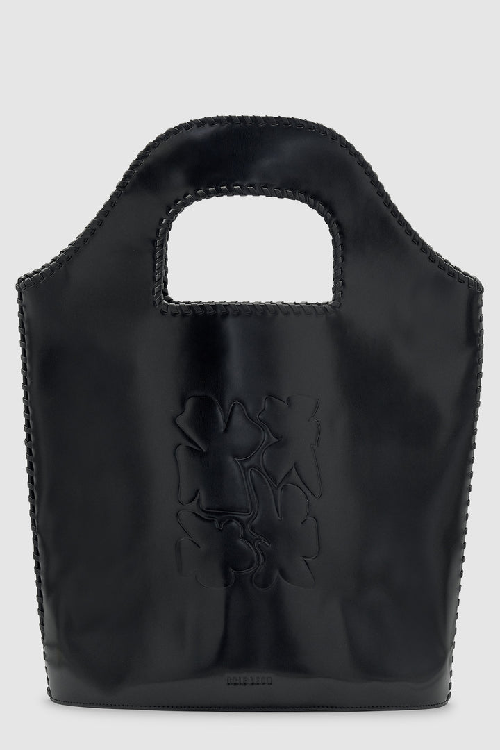 Brie Leon Daphne Bucket Bag | Black Semi Patent