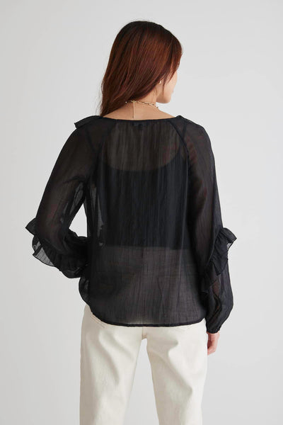 The Daily Sheer Textured Frill Top is available in classic black. It features a stunning neckline with frill and a tie details and lovely frill sleeves to match. A great wardrobe staple for when you just aren't sure what to wear !  Frill details Tie v neckline 90% Tencel, 10% Polyester