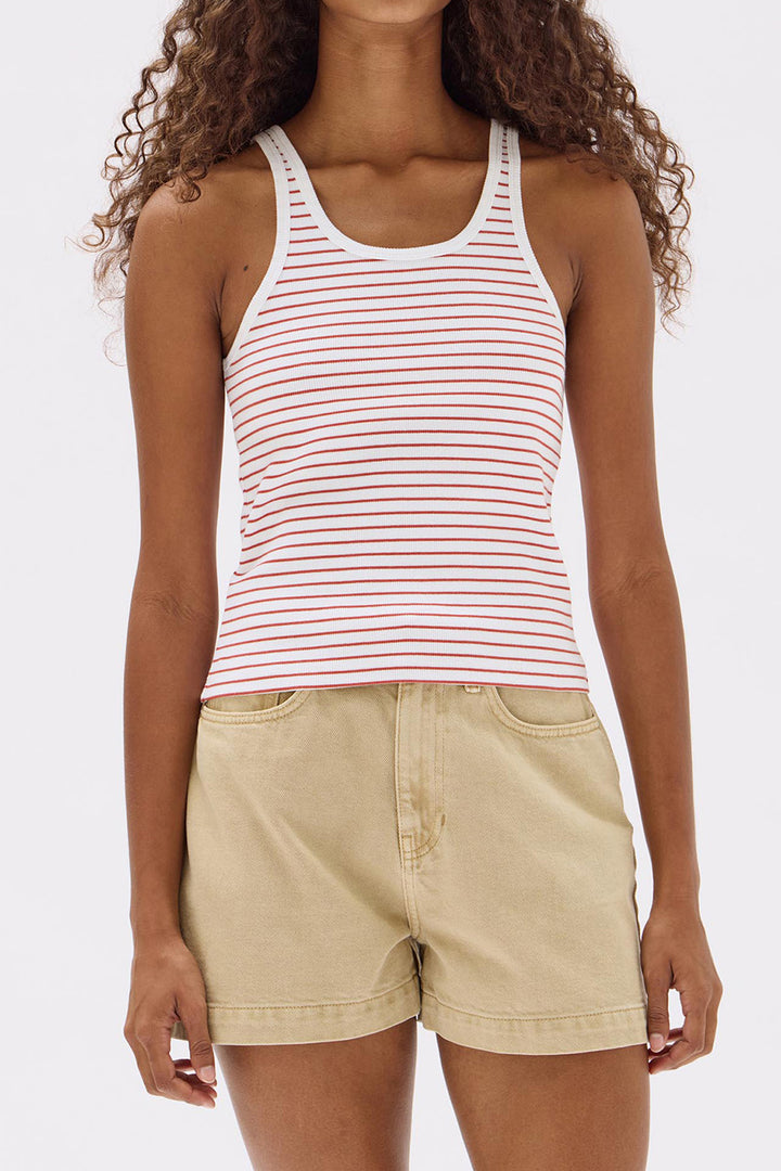 Assembly Label Drew Stripe Rib Tank | Papaya & White