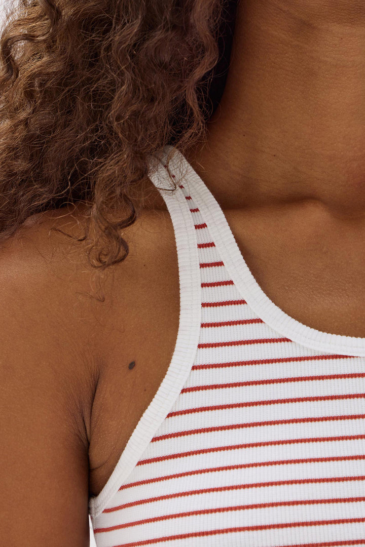 Assembly Label Drew Stripe Rib Tank | Papaya & White