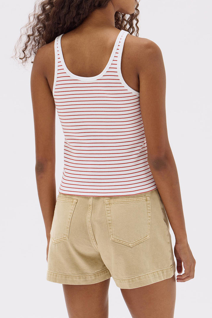 Assembly Label Drew Stripe Rib Tank | Papaya & White