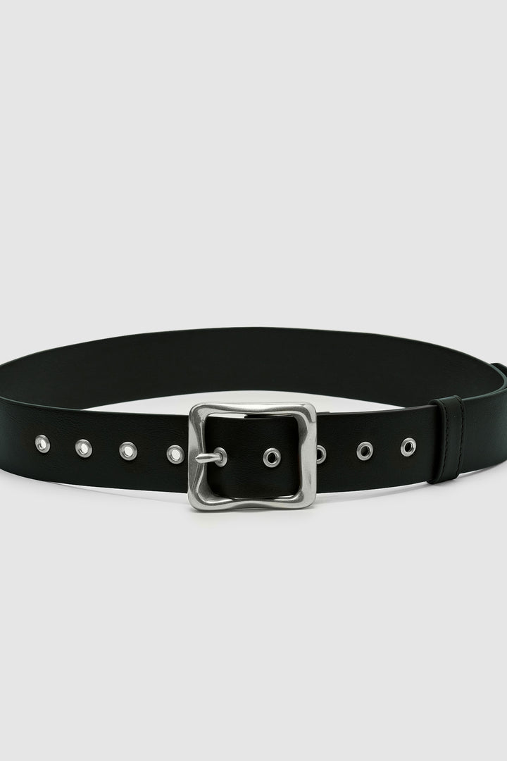 Brie Leon Everyday Buckle Belt | Black & Silver