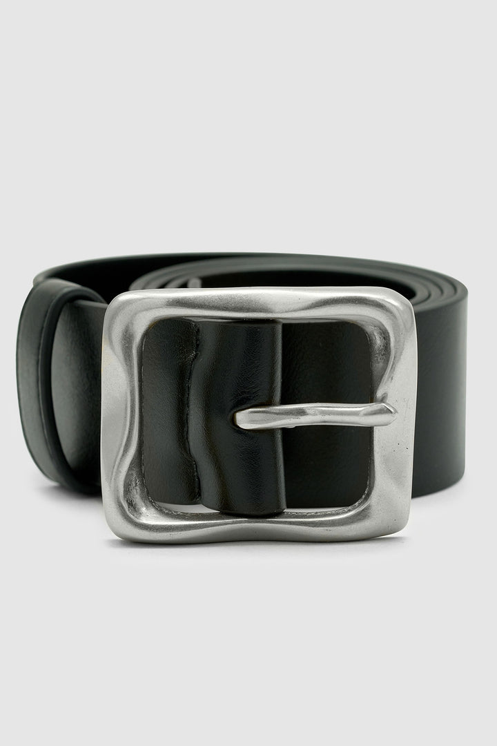 Brie Leon Everyday Buckle Belt | Black & Silver