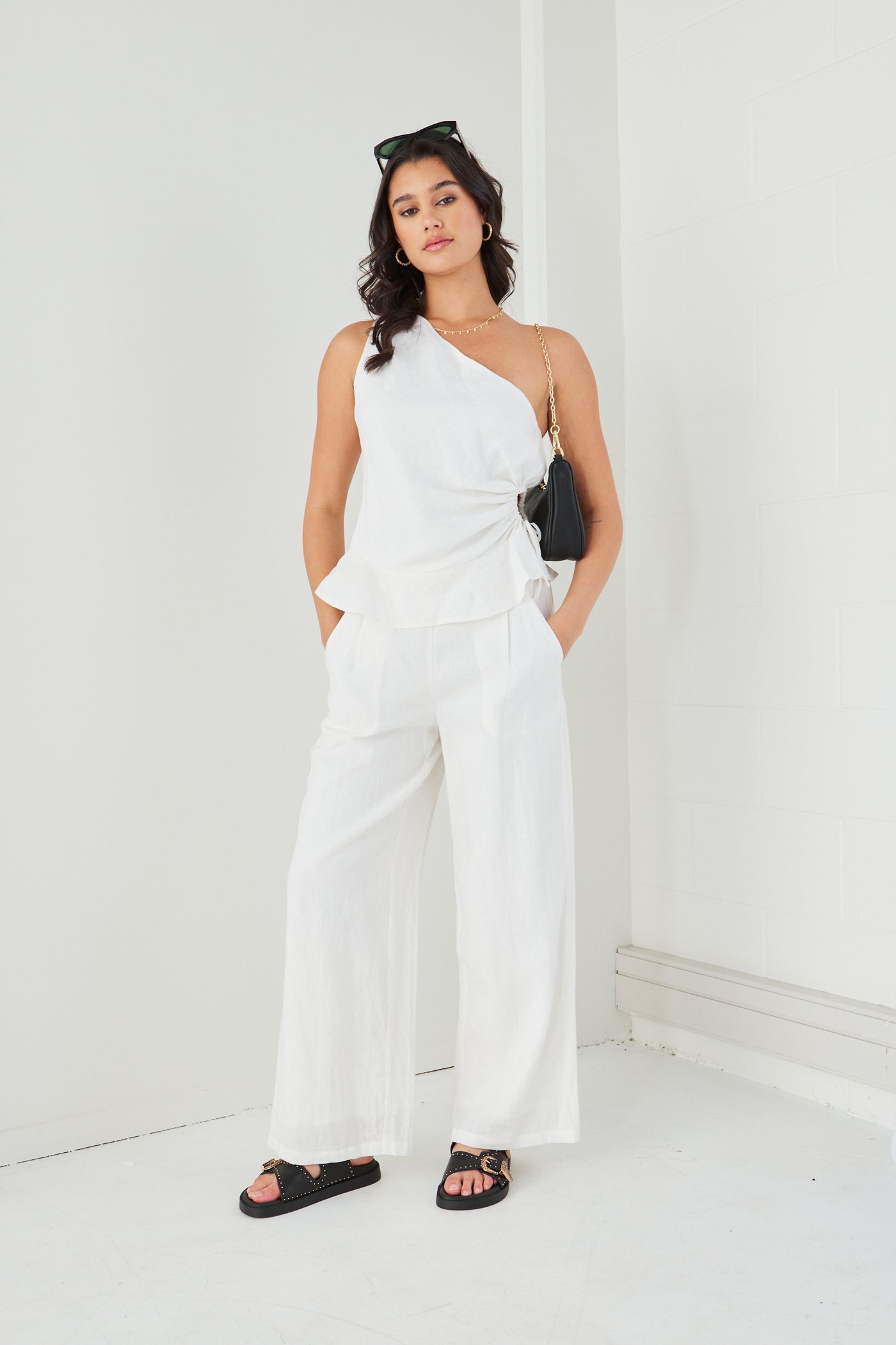 Among The Brave Fairytale Linen One Shoulder Top - White