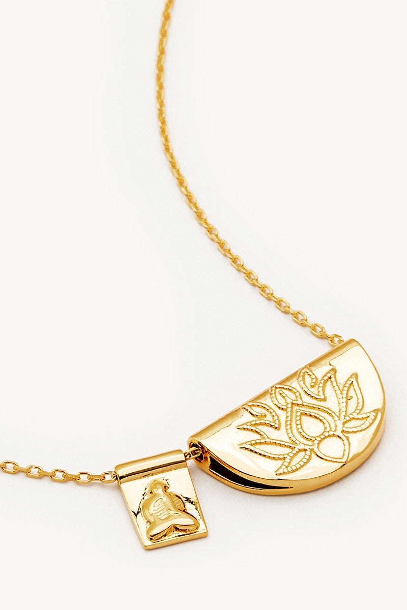 By Charlotte Lotus and Little Buddha Necklace - Gold