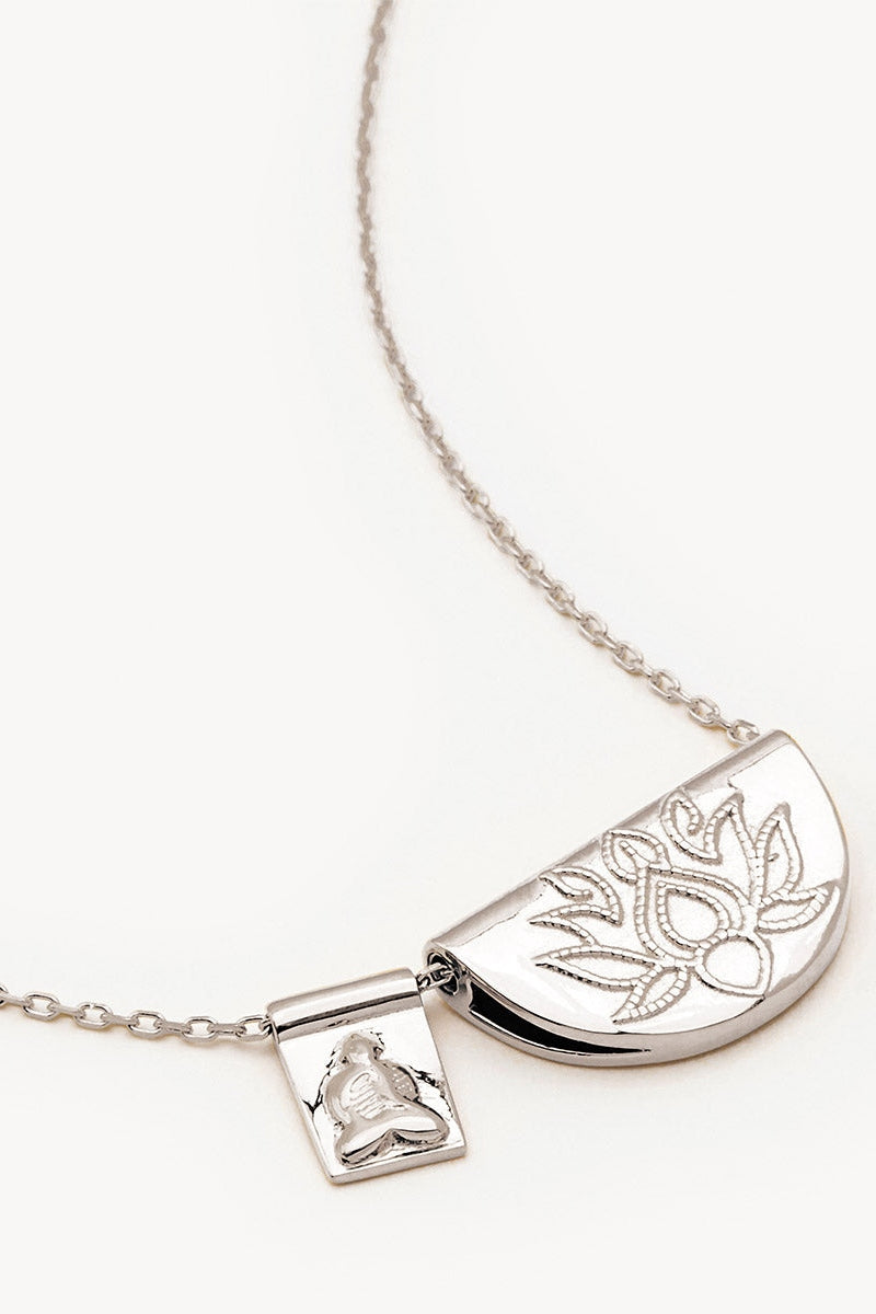 By Charlotte Lotus and Little Buddha Necklace - Silver
