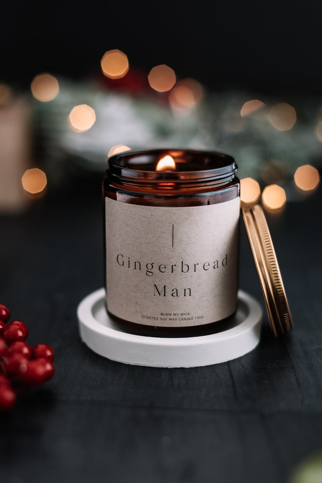 Blow My Wick Amber Jar Candle - Gingerbread Man