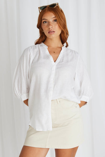 By Rosa Deity Blouse - White Linen 