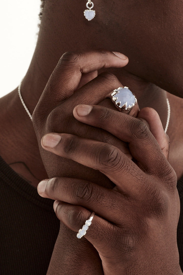 Stolen Girlfriends Club Halo Cluster Ring | Silver & Blue Lace Agate