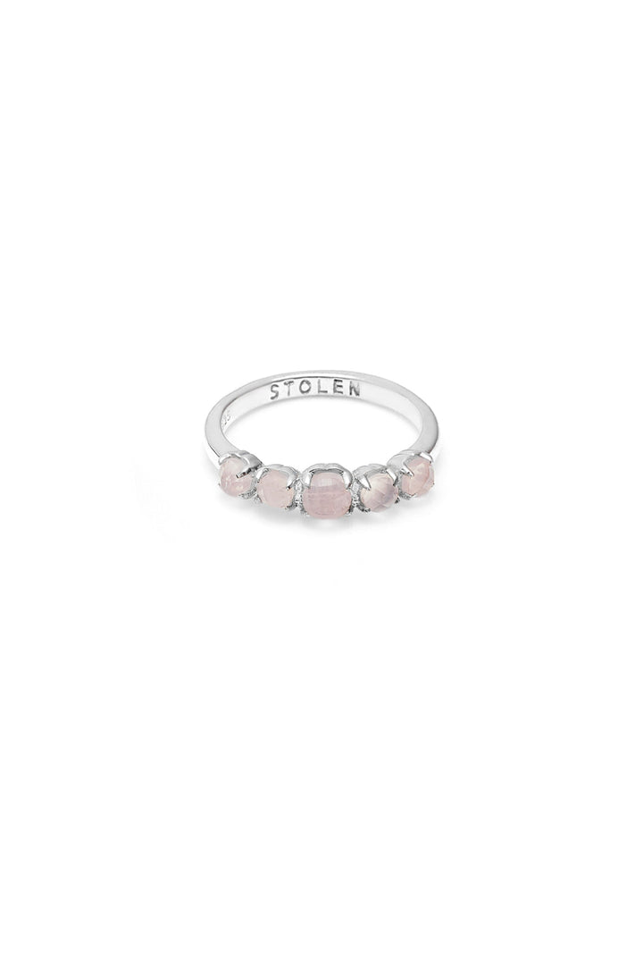Stolen Girlfriends Club Halo Cluster Ring | Silver & Rose Quartz