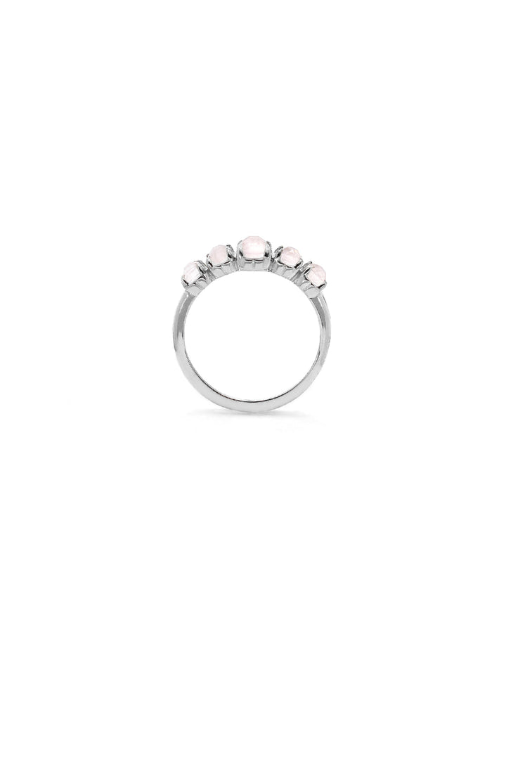 Stolen Girlfriends Club Halo Cluster Ring | Silver & Rose Quartz